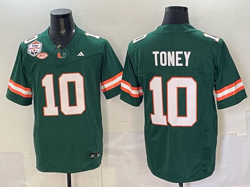 Men 2026 Miami Hurricanes #10 Toney Green 3th generations Limited NCAA Jersey 054